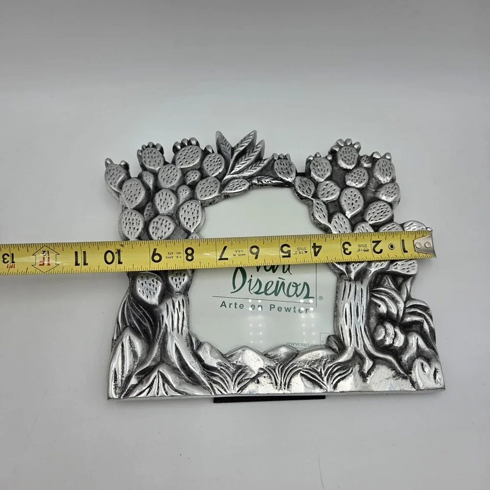 Vari Disenos Solid Mexican Pewter Picture Frame Prickly Pear Cactus 6